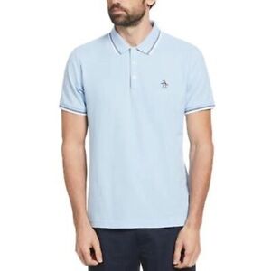 Original Penguin Short Sleeve Heritage Slim Fit Tipped Polo Shirt Blue Size M